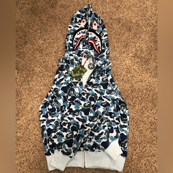 Blue Bape shark zip up